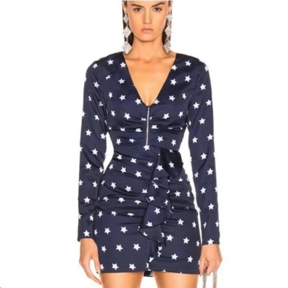Self Portrait Star Print Zipper Mini Dress NWT - Picture 2 of 11